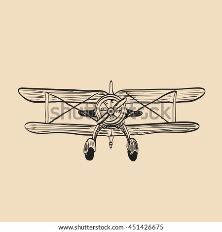 Plane Hand Drawn Vector Llustration Realistic Stock Vector 201888223 ...