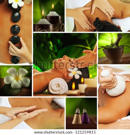 Spa theme photo collage composed of different images