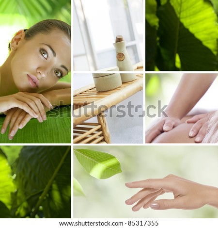 Spa theme photo collage composed of different images