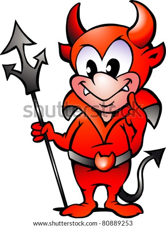 Handdrawn Vector Illustration Little Red Devil Stock Vector 80889253 ...