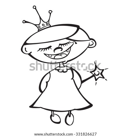 Cute Cartoon Fairy Princess Black White Stock Vector 331826627