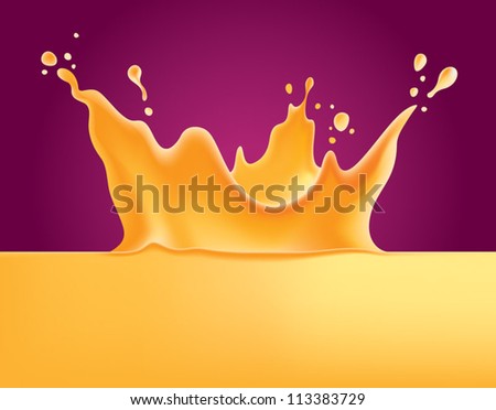 Mango juice, or Tropical, Papaya, Orange splash vector illustration on dark purple background - created with mesh tool: fully adjustable and scalable