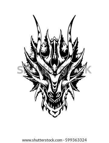 Dragon Head Hand Drawn Vector Illustration Stock Vector 599363324 ...