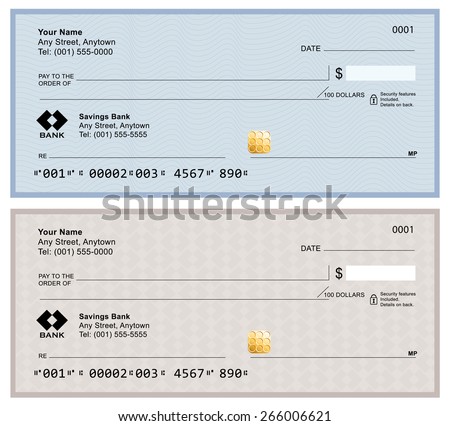 Realistic Generic Blank Check Cheques 3 Stock Vector 2778916 - Shutterstock