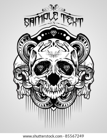 Vector Illustration Skull Tshirt Design Logos Stock Vector 85567249 ...