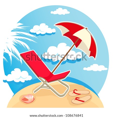 Illustration Parasol Flip Flops Chair On Stock Illustration 108676841 ...