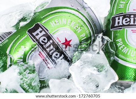 HILVERSUM, NETHERLANDS - JANUARY 19, 2014: Heineken International is a Dutch brewing company, founded in 1864 in Amsterdam. As of 2012, Heineken owns over 190 breweries in more than 70 countries.