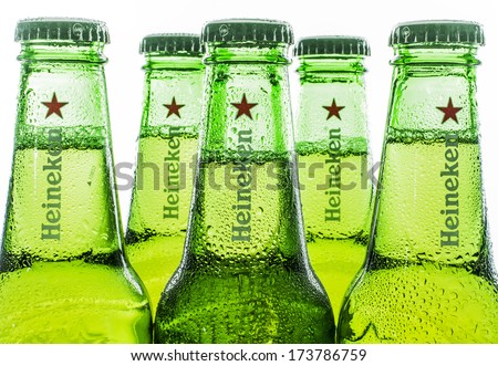HILVERSUM, NETHERLANDS - JANUARY 19, 2014: Heineken International is a Dutch brewing company, founded in 1864 in Amsterdam. As of 2012, Heineken owns over 190 breweries in more than 70 countries