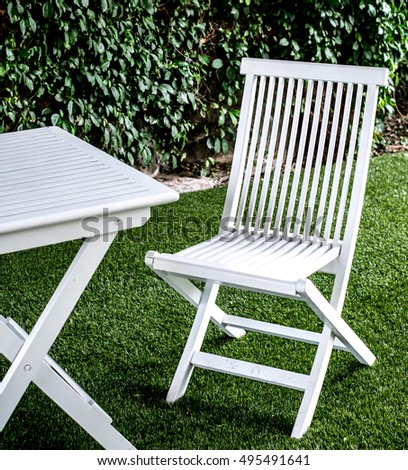 Blue Wooden Lawn Chair Spring Garden Stock Photo 23763011 - Shutterstock
