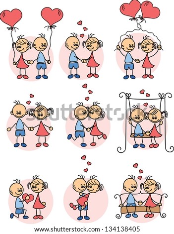 Couple Love Childs Drawing Vector Stock Vector 90961427 - Shutterstock