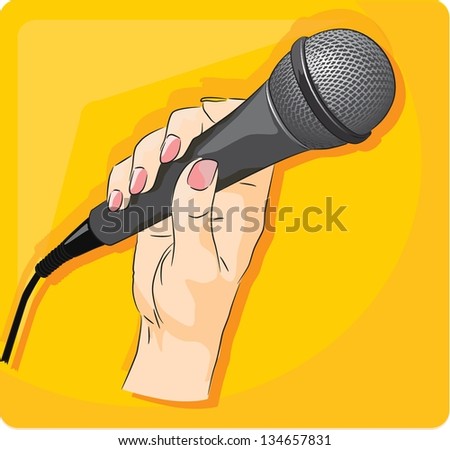 Vector Drawing Hand Holding Microphone Stock Vector 98772641 - Shutterstock