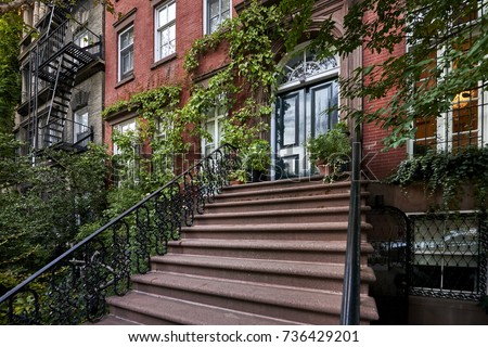 Steps Leading Colorful Brownstone Building Iconic Stock Photo (Royalty ...