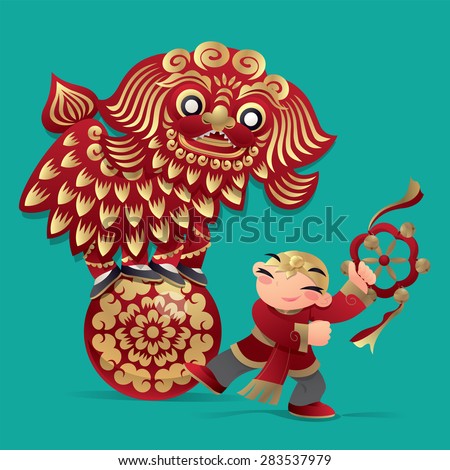 Chinese lion dancing