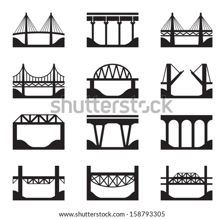 Various types of bridges - vector illustration