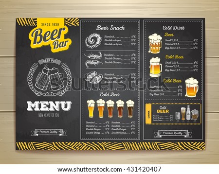 Vintage Chalk Drawing Beer Menu Design Vectores En Stock 