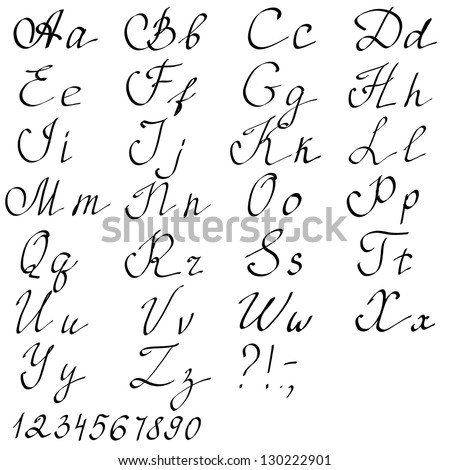 Hand Drawn English Alphabet Letters Vector Stock Vector 130222901 ...