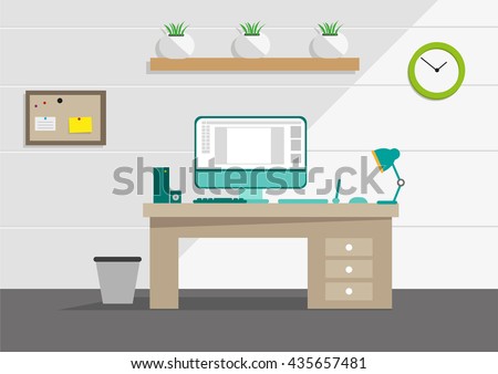Clean Interior Office Concept Computer Household Stock Vector ... Clean Interior Office Concept Computer Household Stock Vector ...