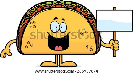 Cartoon Illustration Taco Holding Sign Stock Vector 266959874