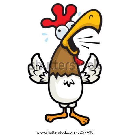 Happy Cartoon Chicken Raised Arms Vector Stock Vector 130569419 ...