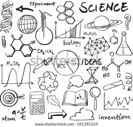 Science Words Doodles Vector Set Stock Vector 109141136 - Shutterstock