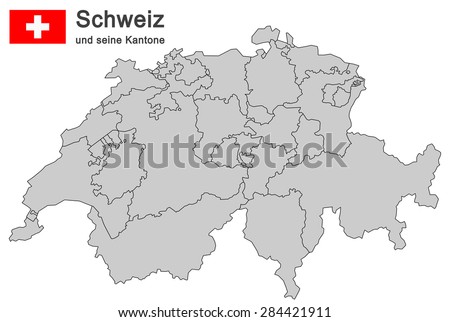 Silhouettes Country Switzerland All Cantons Stock Vector 284421911 ...