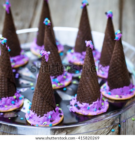 Homemade Waffle Cones Cookies Form Halloween Stock Photo 415820401 ...