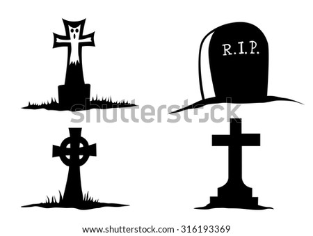 Headstone Gravestones Vector Silhouettes Stock Vector 27219307