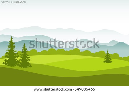 Summer landscape. Flat style vector illustration. Background