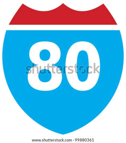 Interstate 80 highway sign - stock vector