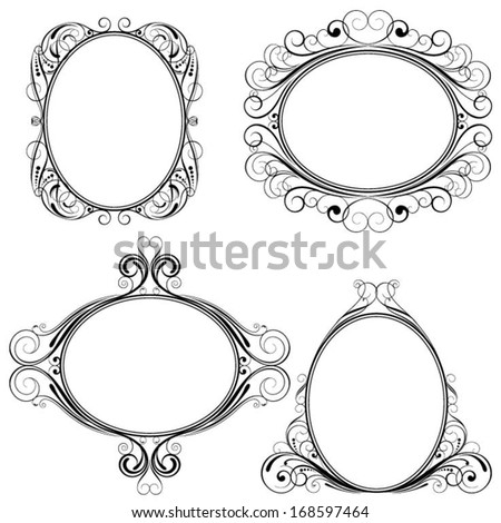 Download Set Ellipse Ornamental Frame Stock Vector 168597464 ...