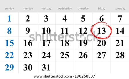 calendar with sunday circled