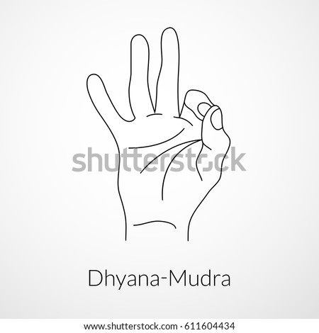 Hand Yoga Mudra Dhyanamudra Gyanmudra Vector Stock Vector 611604434 ...