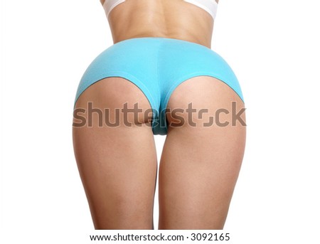 Ass of beautiful young female sportsman isolated on white