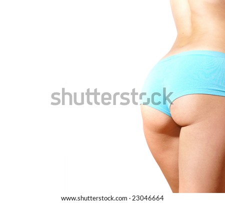 Ass of beautiful young female sportsman isolated on white