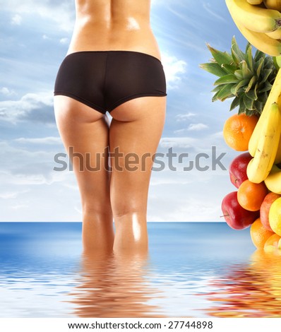 Back and ass of beautiful woman over abstract background