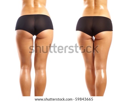 Back and ass of beautiful woman isolated on white