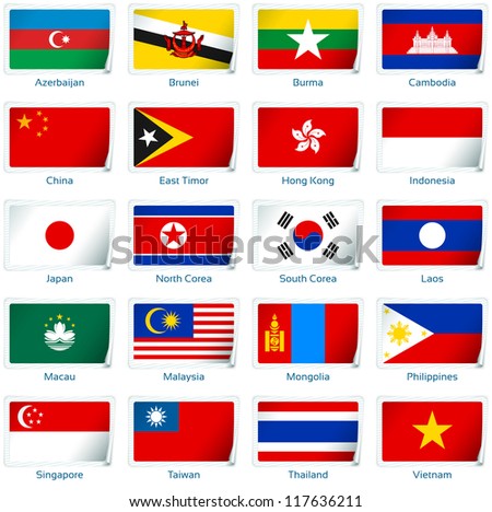 Sticker Flags Western Asia Vector Illustration Stock Vector (Royalty ...