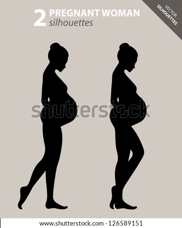 Silhouette of pregnant woman in two poses