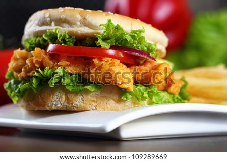 Crispy Chicken Burger - stock photo