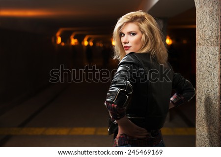 Woman Leather Jacket Stock Photos Royalty-Free Images &amp Vectors
