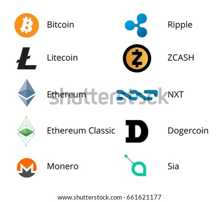 Most Popular Cryptocurrency Colored Logo Set Stock Vector ...