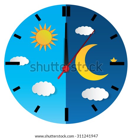 Clock Day Night Concept Clock Face Stock Vector 311241947 - Shutterstock