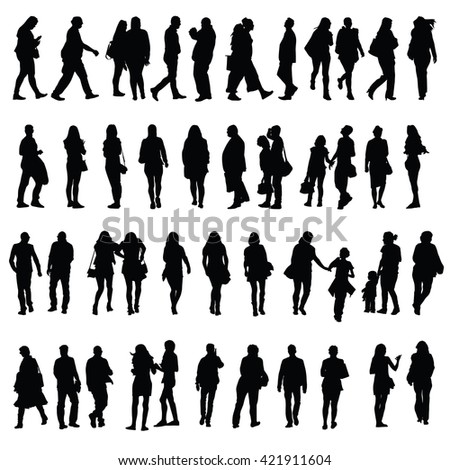 People Vector Silhouette Illustration Black Color Stock Vector ...