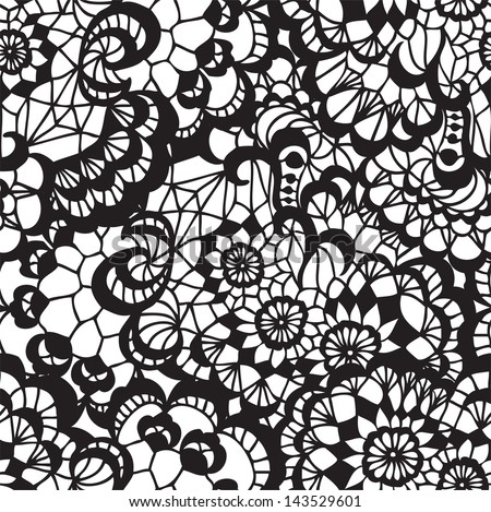 Lace Black Seamless Pattern Flowers On Stock Vector (Royalty Free ...