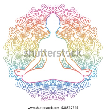 Download Women Silhouette Mandala Round Background Yoga Stock ...