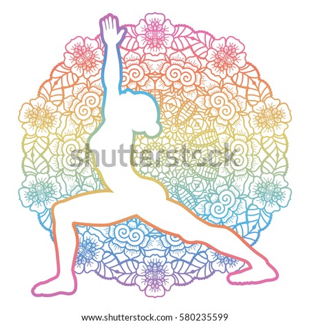 Download Women Silhouette Mandala Round Background Yoga Stock ...