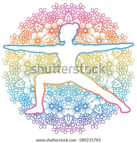 Download Women Silhouette Mandala Round Background Yoga Stock ...