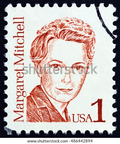 USA - CIRCA 1986: A stamp printed in USA from the "Great Americans" issue shows author and journalist Margaret Mitchell, circa 1986.