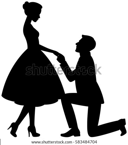Man On His Knees Makes Proposal Stock Vector 583484704 - Shutterstock