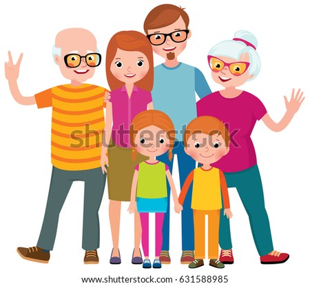 Illustration Happy Family Their Grandparents On Stock Vector 155869064 ...